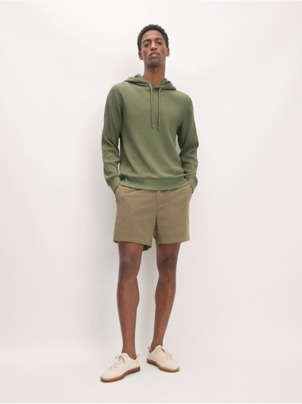 Everlane Men's Hooded Waffle Knit Pullover - Olive